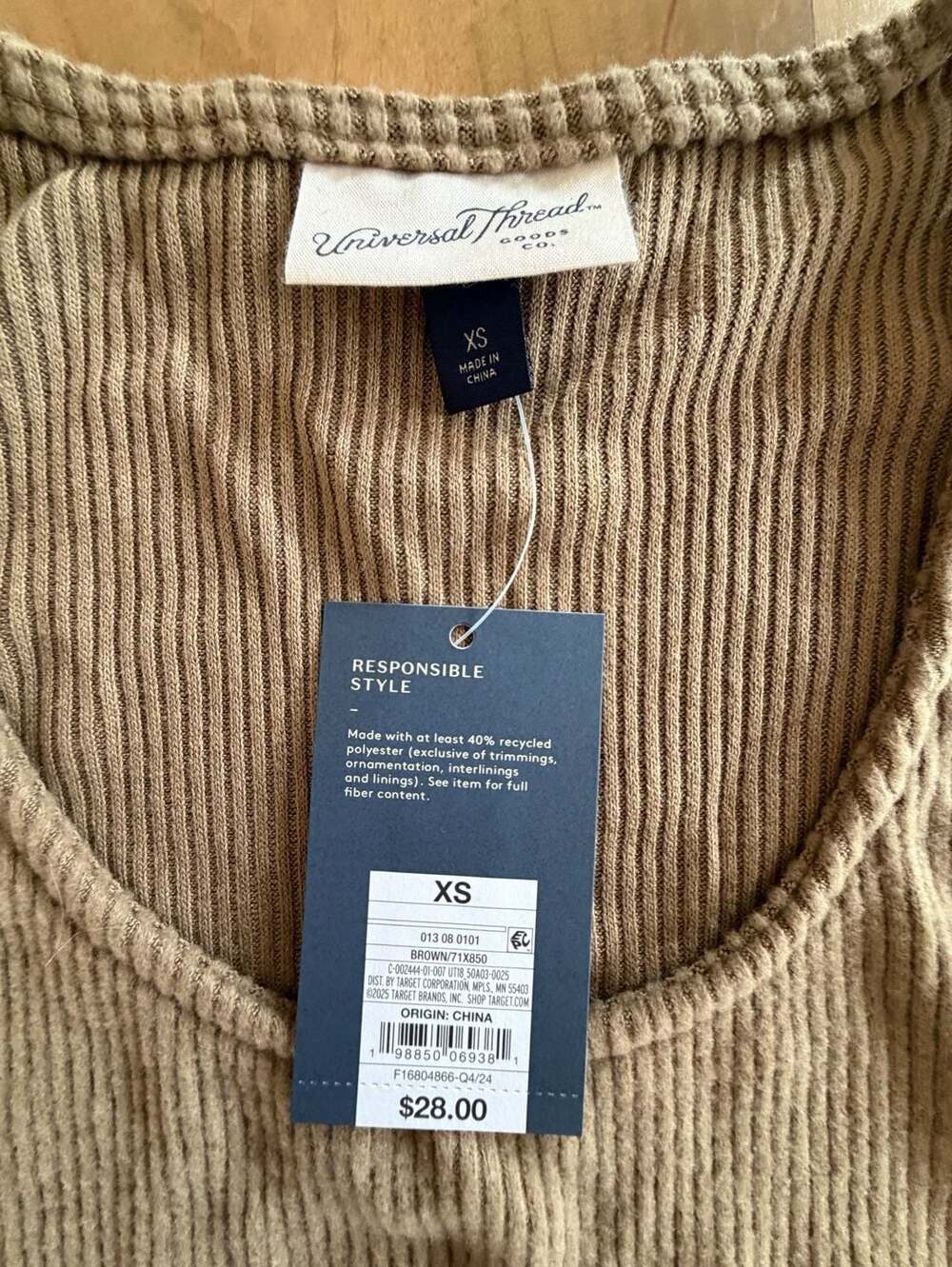 Universal Thread Women's Ribbed Drop Waist Midi Dress Brown Size XS - Picture 4 of 8